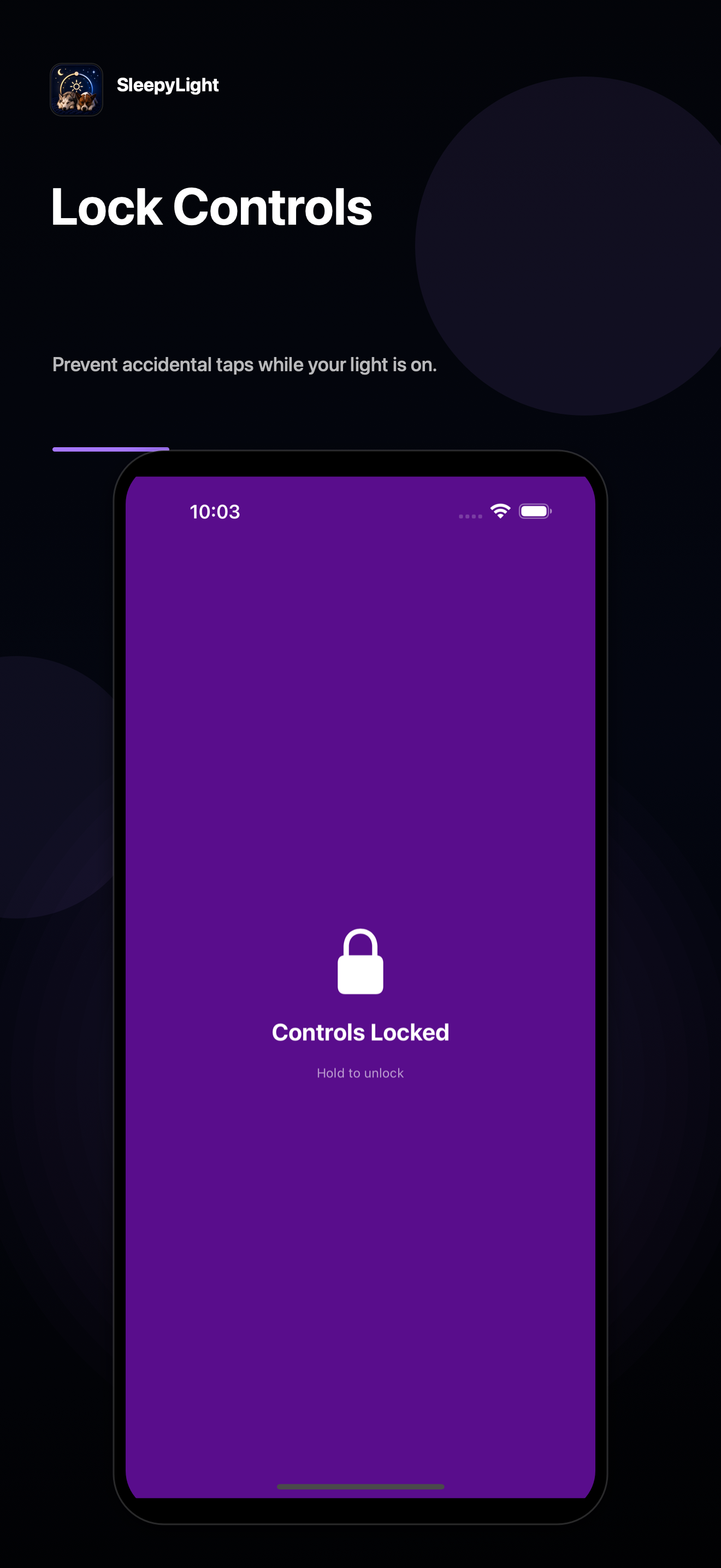 SleepyLight lock controls App Store screenshot